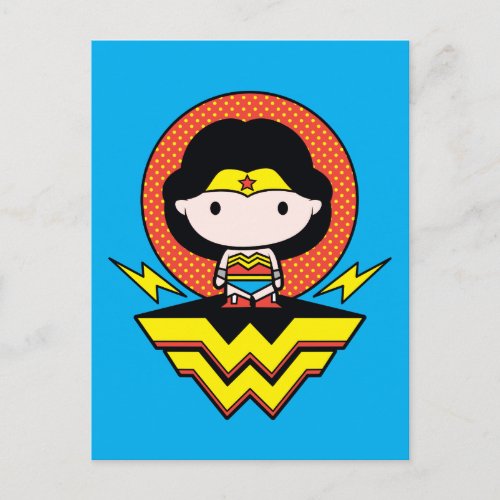 Chibi Wonder Woman With Polka Dots and Logo Postcard