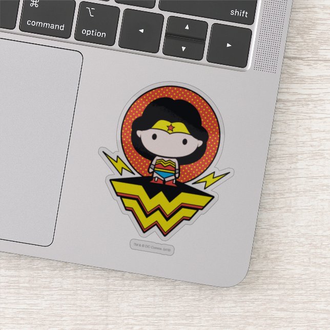 Chibi Wonder Woman With Polka Dots and Logo Sticker (Detail)