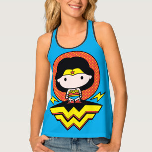Chibi Wonder Woman With Polka Dots and Logo Tank Top