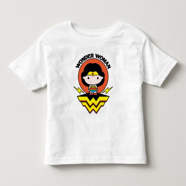 Chibi Wonder Woman With Polka Dots and Logo Toddler T-shirt (Front)