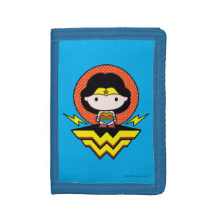 Chibi Wonder Woman With Polka Dots and Logo Trifold Wallet