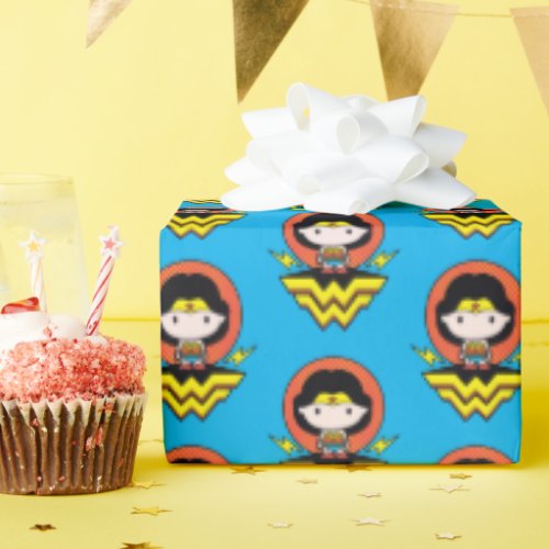 Chibi Wonder Woman With Polka Dots and Logo Wrapping Paper