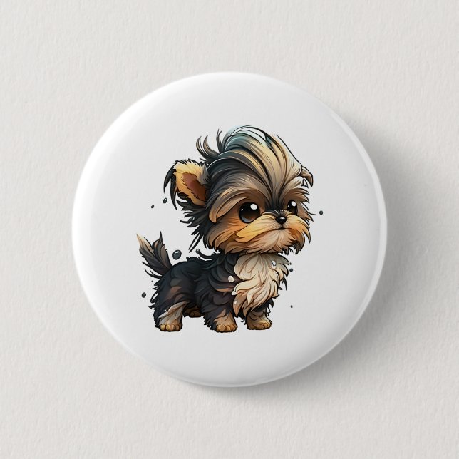 Chibi Yorkshire Terrier Button (Front)