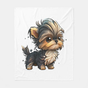 Chibi Yorkshire Terrier Fleece Blanket