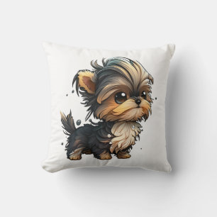 Chibi Yorkshire Terrier Throw Pillow