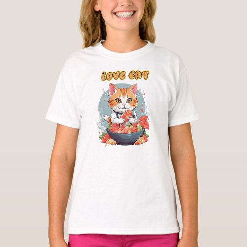 Chiby Cat LOve Eat T_Shirt