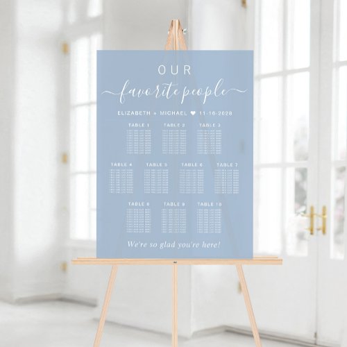 Chic 10 Table Dusty Blue Wedding Seating Frosted Acrylic Sign