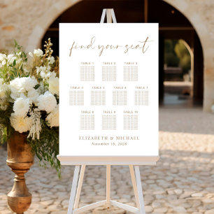 Chic 10 Table Gold Wedding Seating Chart Foam Board