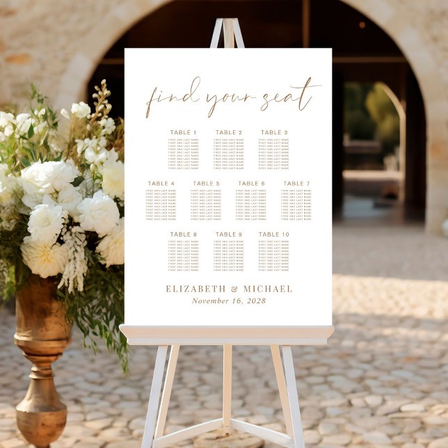 Chic 10 Table Gold Wedding Seating Chart Foam Board (Creator Uploaded)