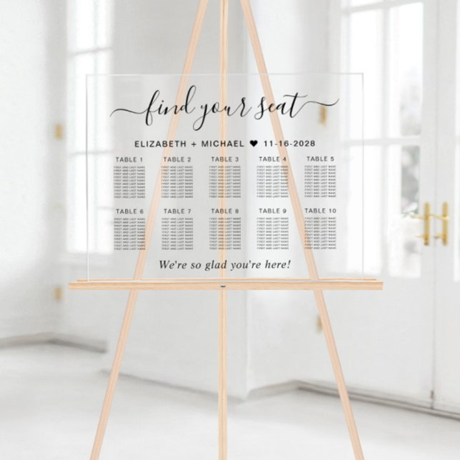 Chic 10 Table Wedding Seating Acrylic Sign (Creator Uploaded)