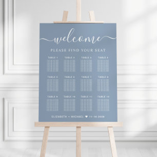 Chic 12 Table Dusty Blue Wedding Seating Chart Foam Board