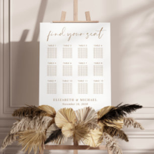 Chic 12 Table Gold Script Wedding Seating Chart Foam Board