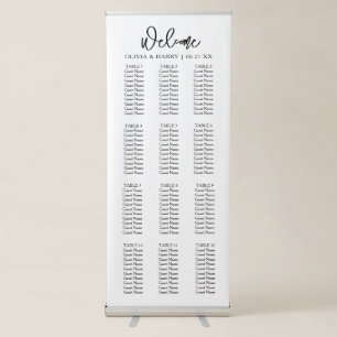 Chic 12 Table Wedding Seat Chart Banner