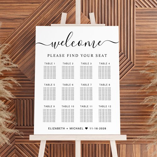 Chic 12 Table Wedding Seating Chart Foam Board