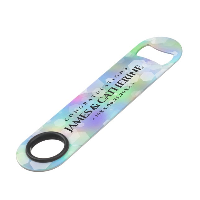 Chic 14th 24th 34th 43rd Opal Wedding Anniversary Bar Key (Front Angled)