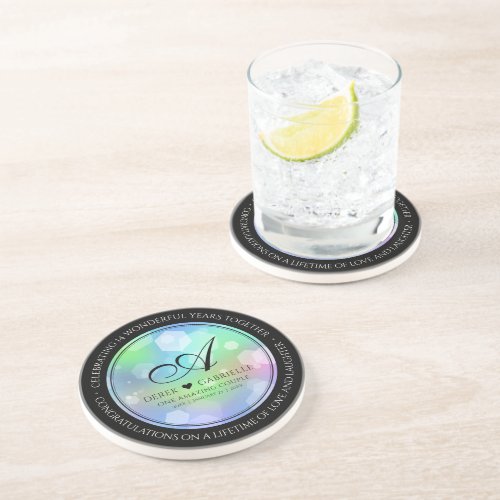 Chic 14th 24th 34th 43rd Opal Wedding Anniversary Coaster