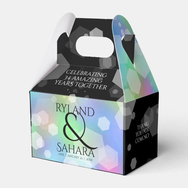 Chic 14th 24th 34th 43rd Opal Wedding Anniversary Favor Boxes (Front Side)