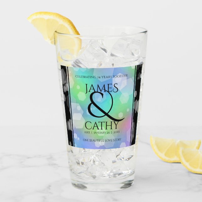 Chic 14th 24th 34th 43rd Opal Wedding Anniversary Glass (Front Ice)