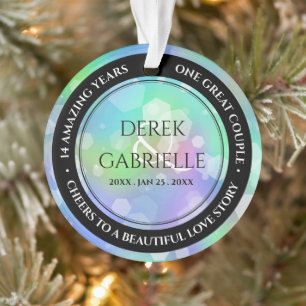 Chic 14th 24th 34th 43rd Opal Wedding Anniversary Ornament