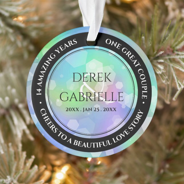 Chic 14th 24th 34th 43rd Opal Wedding Anniversary Ornament (Tree)