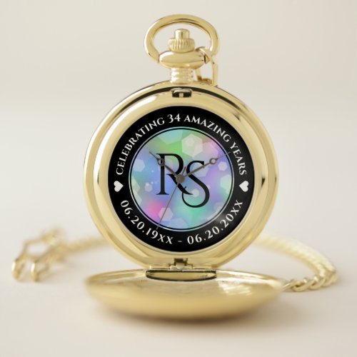 Chic 14th 24th 34th 43rd Opal Wedding Anniversary Pocket Watch