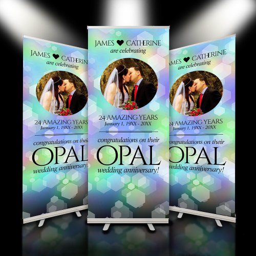 Chic 14th 24th 34th 43rd Opal Wedding Anniversary Retractable Banner
