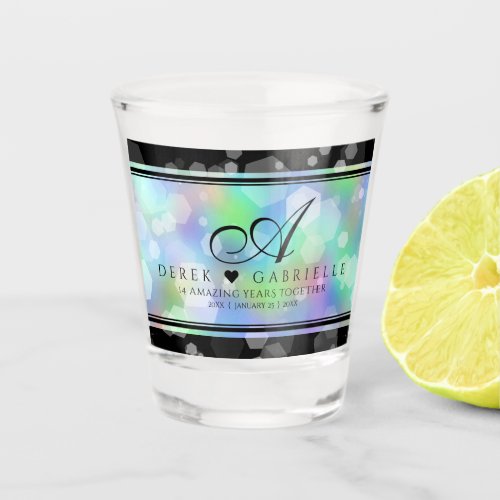 Chic 14th 24th 34th 43rd Opal Wedding Anniversary Shot Glass