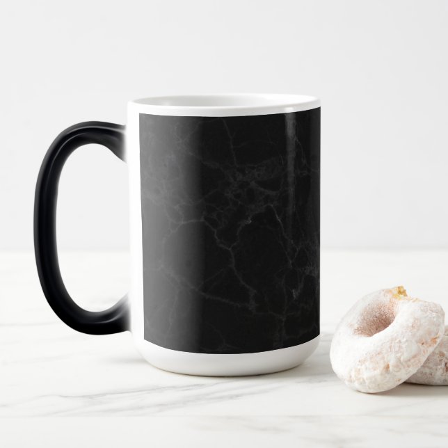 Chic 15 oz Magic Mug with Bold Black Marble Patter (With Donut)