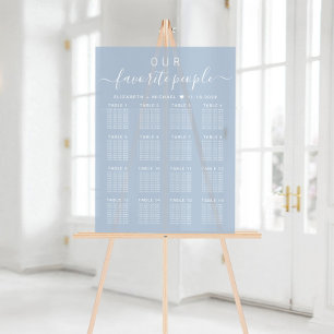Chic 16 Table Dusty Blue Wedding Seating Frosted Acrylic Sign