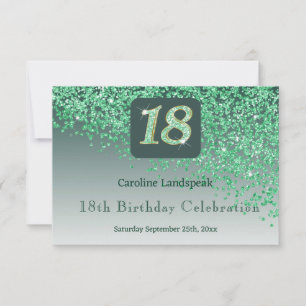 Chic 18 Birthday Green Glitter RSVP