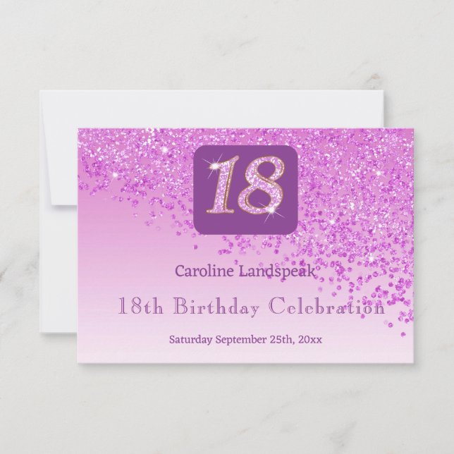 Chic 18 Birthday Pink Glitter RSVP Card (Front)