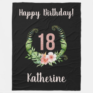 Chic 18th Birthday Girl Name Fleece Blanket
