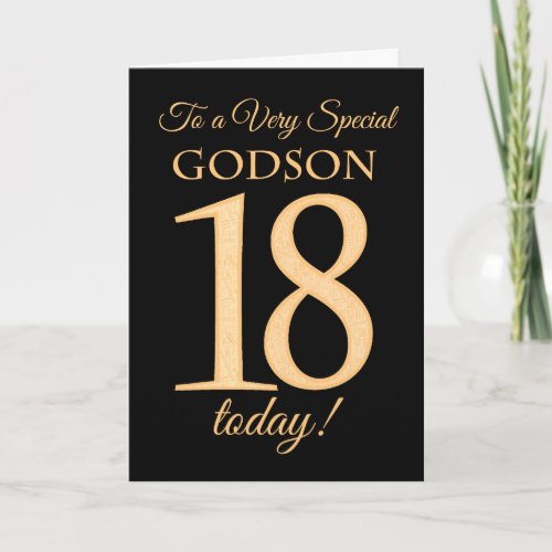 Chic 18th Gold_effect on Black for Godson Birthday Card