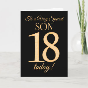 Chic 18th Gold-effect on Black for Son Birthday Card