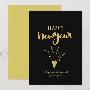 Chic 2026 New Year' Eve Party Gold Glitter Black  Holiday Card