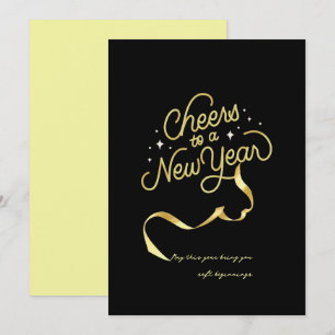 Chic 2026 New Year' Eve Party Gold Glitter Black  Holiday Card