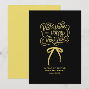 Chic 2026 New Year' Eve Party Gold Glitter Black  Holiday Card