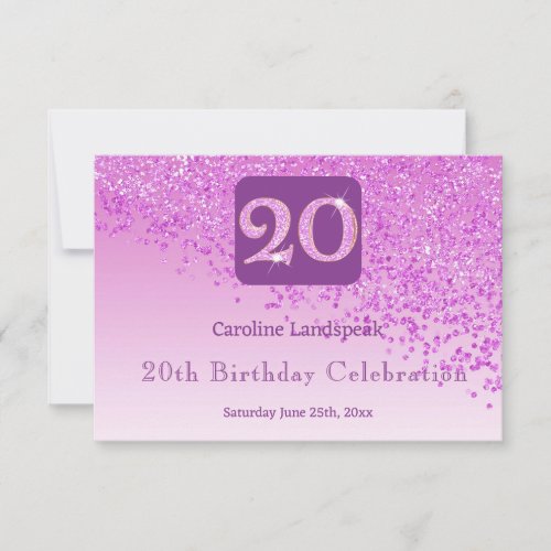 Chic 20 Birthday Pink Glitter RSVP