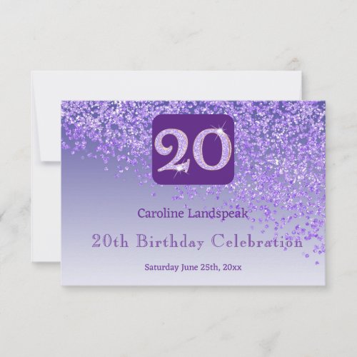 Chic 20 Birthday Purple Glitter RSVP
