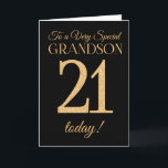 Chic 21st Gold-effect Black Grandson Birthday Card<br><div class="desc">The chic 21st Birthday Card for a 'Very Special Grandson',  with a number 21 composed of gold-effect numbers and the word 'Grandson',  in gold-effect,  on a black background. The inside message,  which you can change if you wish,  is 'Happy Birthday'</div>