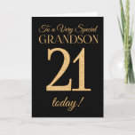 Chic 21st Gold-effect Black Grandson Birthday Card<br><div class="desc">The chic 21st Birthday Card for a 'Very Special Grandson',  with a number 21 composed of gold-effect numbers and the word 'Grandson',  in gold-effect,  on a black background. The inside message,  which you can change if you wish,  is 'Happy Birthday'</div>