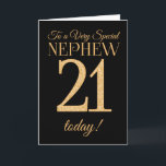 Chic 21st Gold-effect on Black, Nephew Birthday Card<br><div class="desc">A chic 21st Birthday Card for a 'Very Special Nephew',  with a number 21 composed of gold-effect numbers and the word 'Great-Grandson',  in gold-effect,  on a black background. The inside message,  which you can change if you wish,  is 'Happy Birthday'</div>