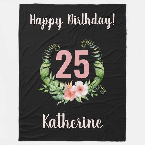 Chic 25st Birthday Black Girl Name   Fleece Blanket