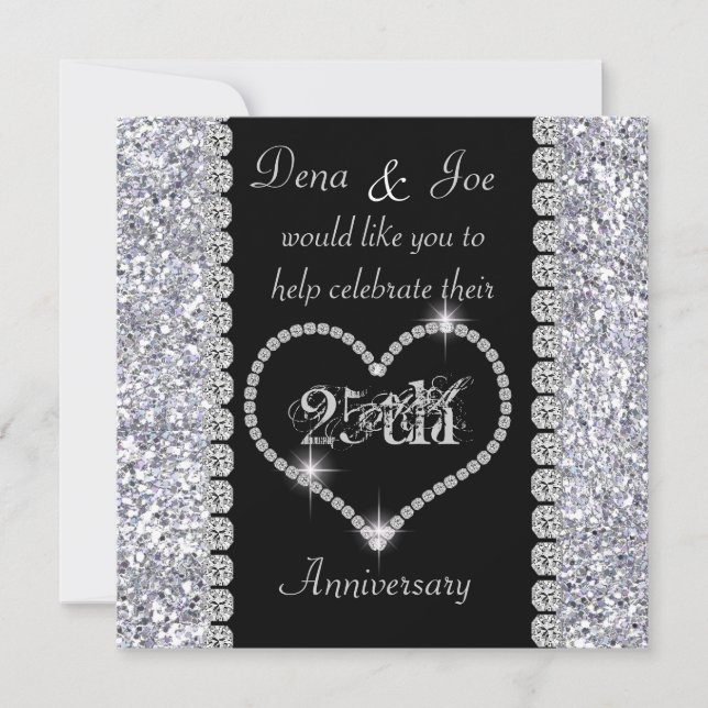 Chic 25th Anniversary Invitation BLING (Front)