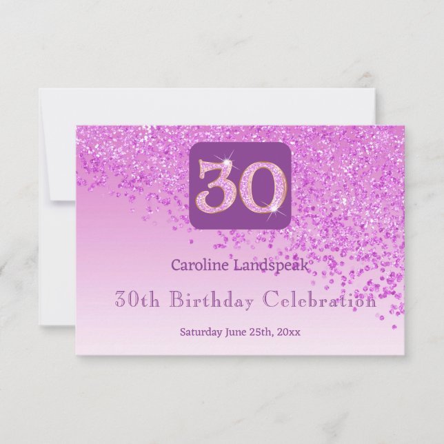 Chic 30 Birthday Pink Glitter RSVP (Front)