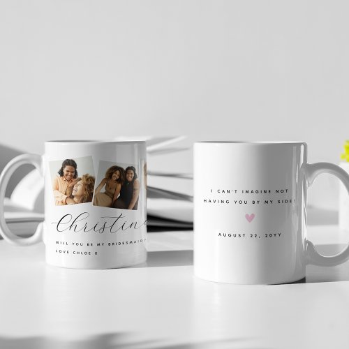 Chic 3 Photo Will You Be My Bridesmaid Keepsake Coffee Mug