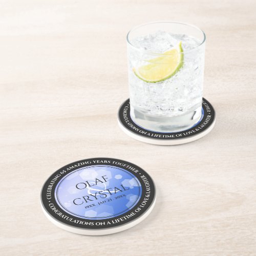 Chic 45th 51st 65th Sapphire Wedding Anniversary Coaster