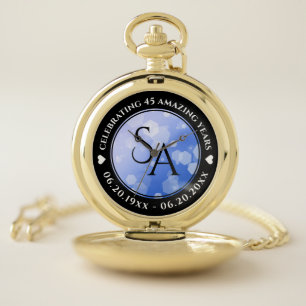 Chic 45th 51st 65th Sapphire Wedding Anniversary Pocket Watch