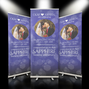 Chic 45th 51st 65th Sapphire Wedding Anniversary Retractable Banner