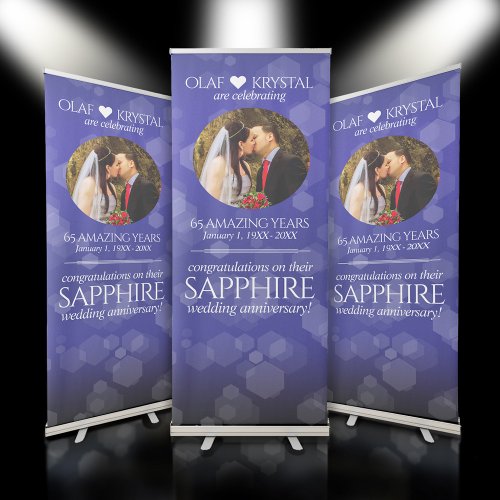 Chic 45th 51st 65th Sapphire Wedding Anniversary Retractable Banner